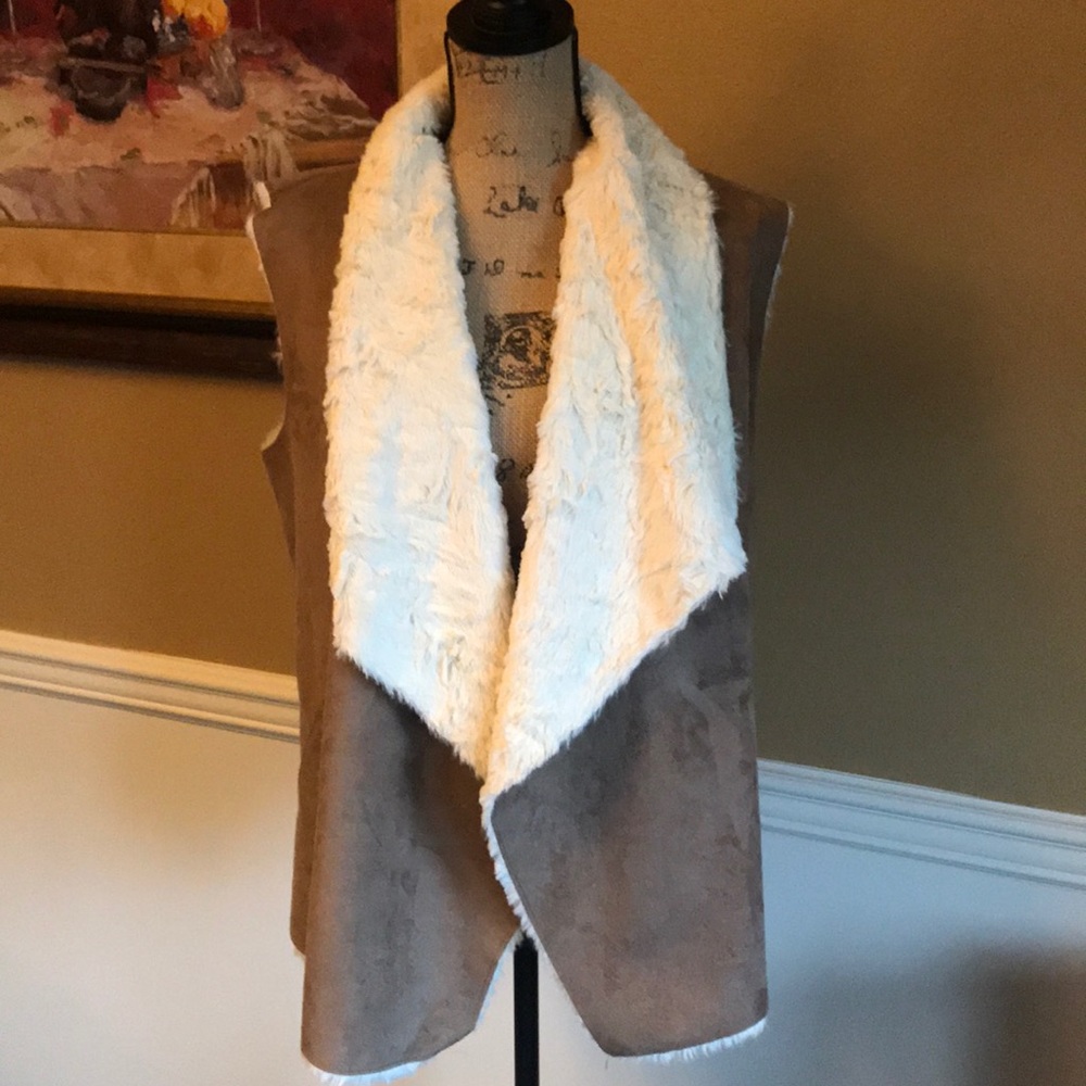 Faux suede, faux fur vest